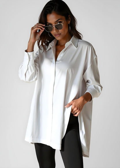 Oversized Lapel Button Shirt Dress