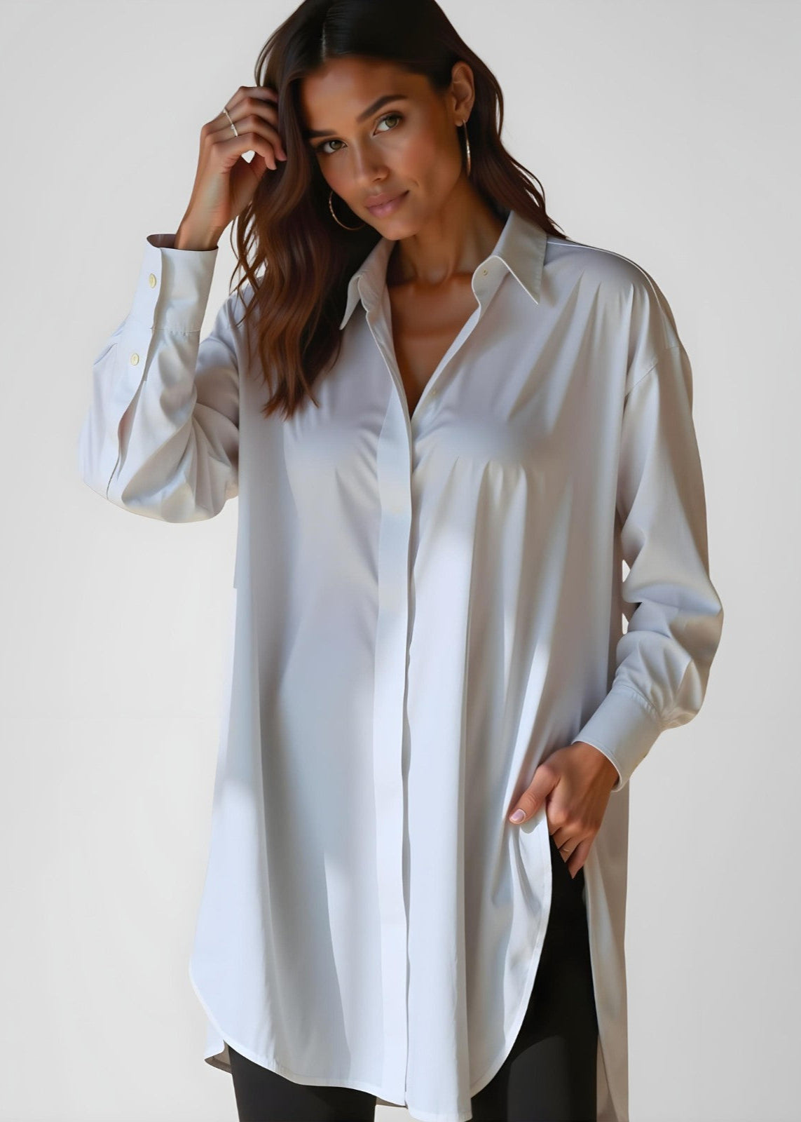 Oversized Lapel Button Shirt Dress