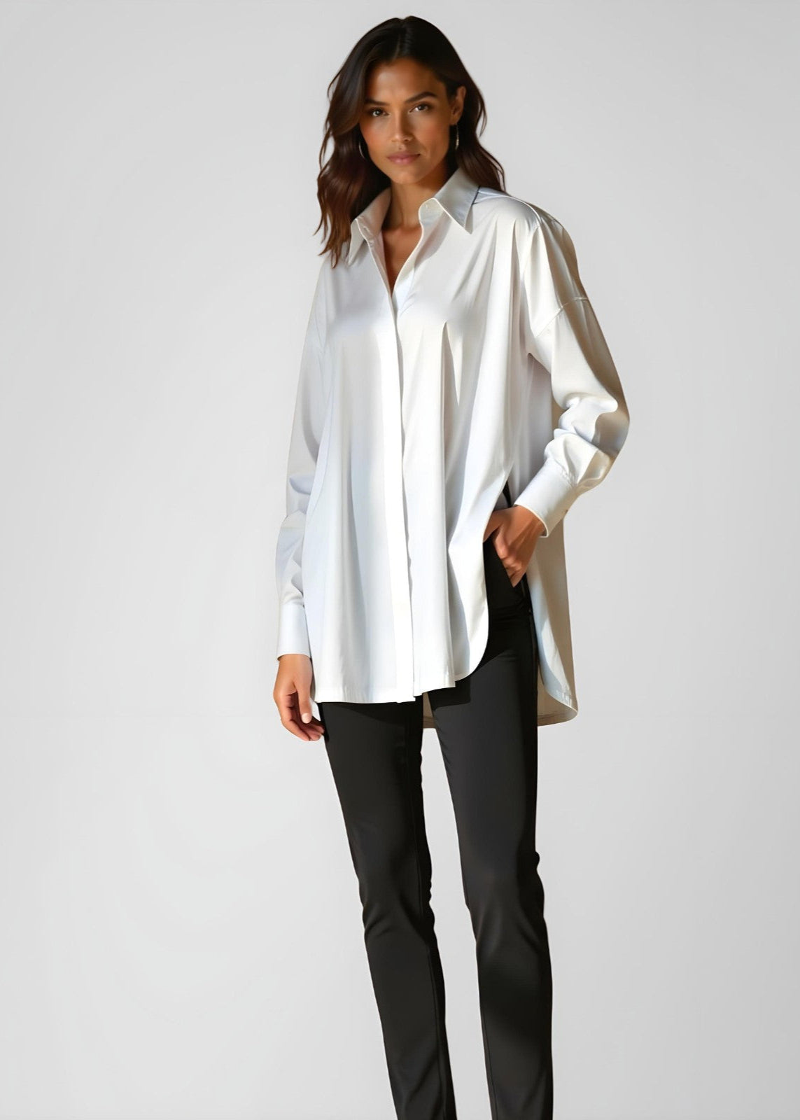 Oversized Lapel Button Shirt Dress