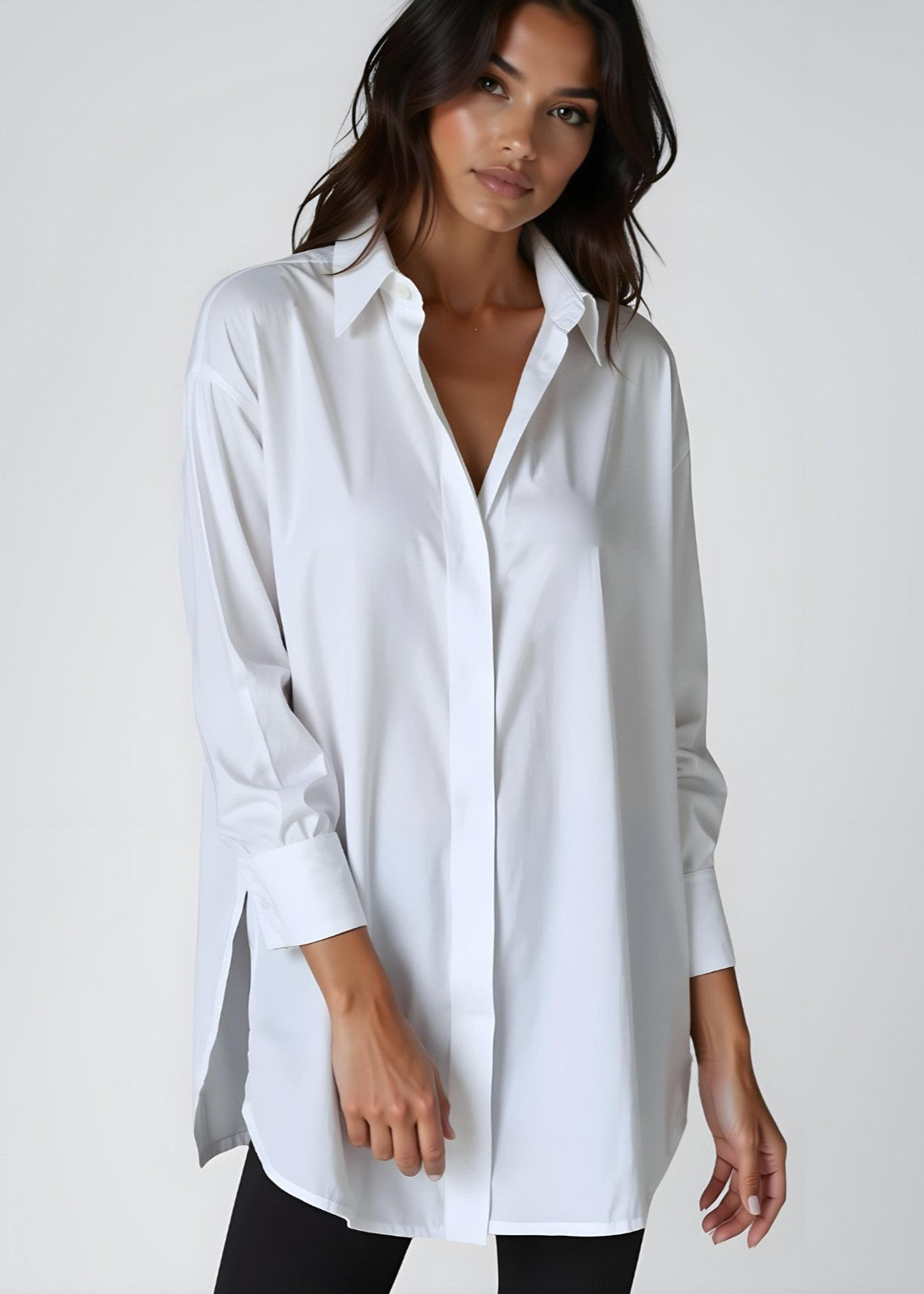 Oversized Lapel Button Shirt Dress