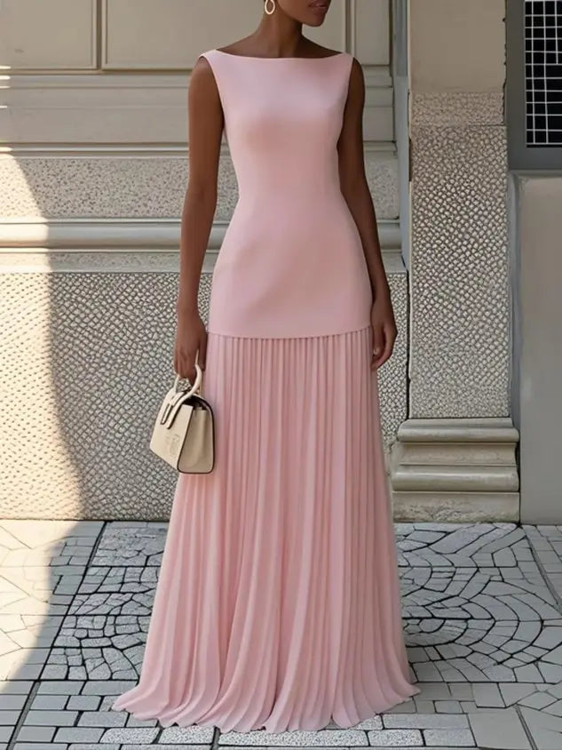 Klara™ | Sleeveless Pleated Maxi Dress FashFizz