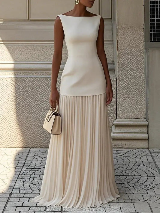 Klara™ | Sleeveless Pleated Maxi Dress FashFizz