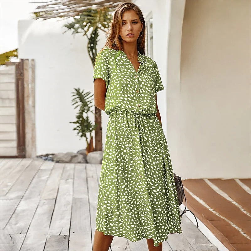 Soléa™ | Vibrant Multi-Colour Summer Midi Dress